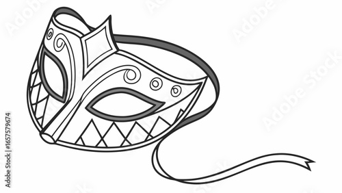 Vector art of intricate venetian masquerade mask with geometric patterns for festive events and theatrical productions