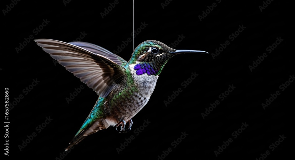 Fototapeta premium Vivid-Hummingbird-Suspended-Cinematic-Portrait