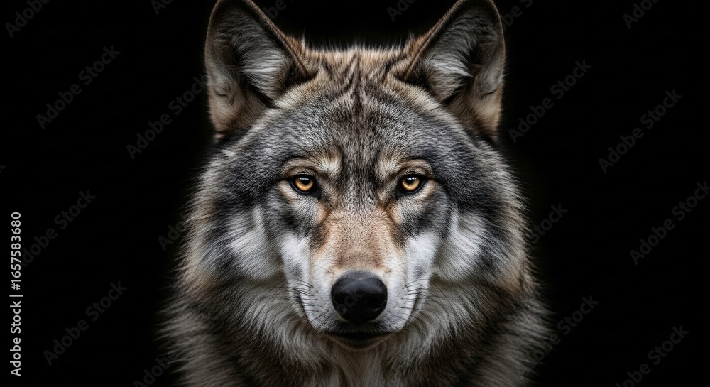 Fototapeta premium Wild-Wolf-Gazing-Cinematic-Portrait
