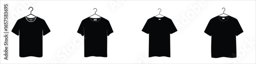 Black T-shirt Silhouettes Vector Clipart for Apparel and Merchandising