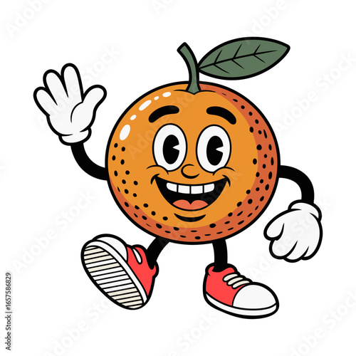 mandarin orange character mascot groovy vector