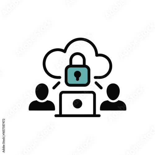 Secure cloud data storage and user access icon Keywords: security, cloud, data, storage, lock