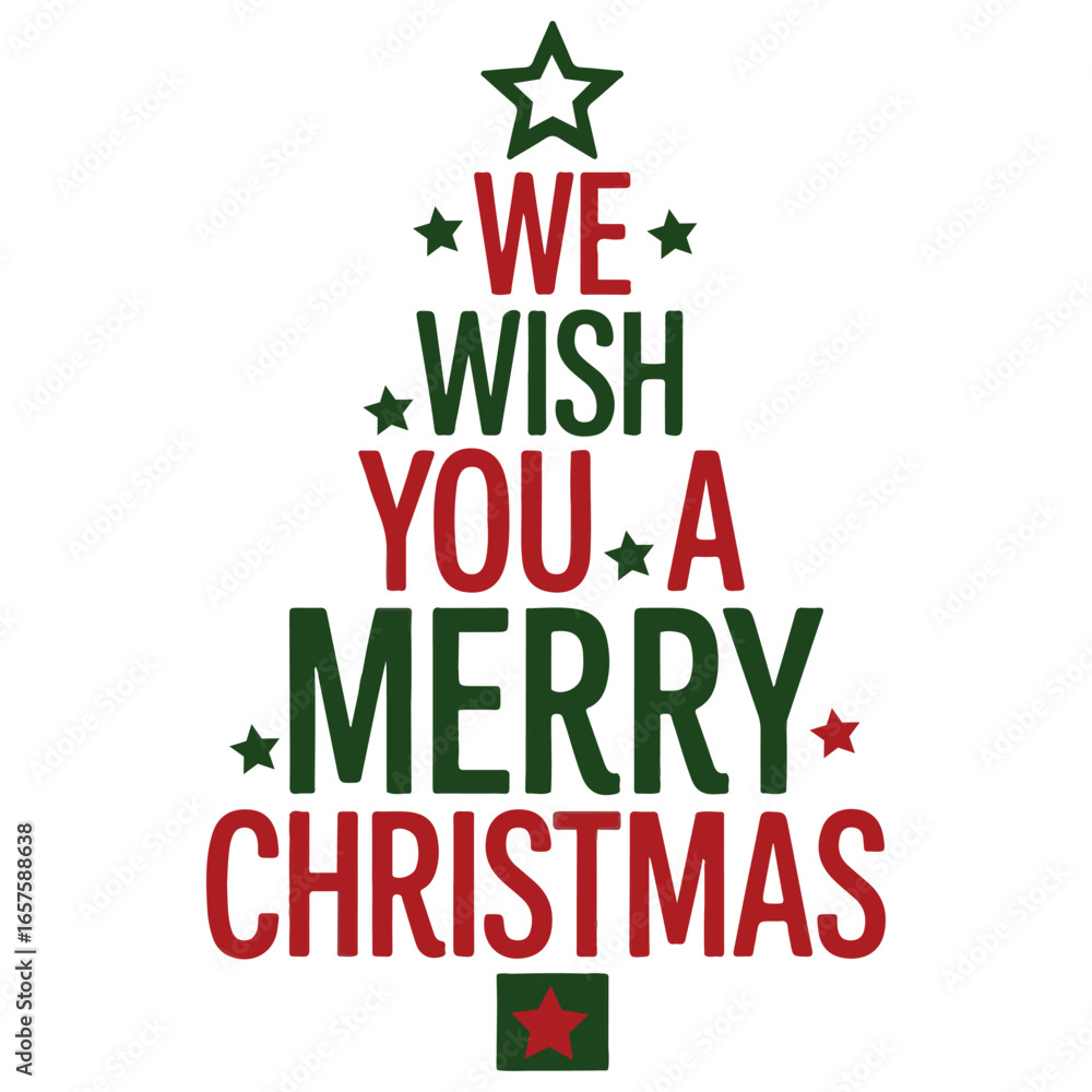 Obraz premium Christmas Tree Shape Text with Red and Green Colors