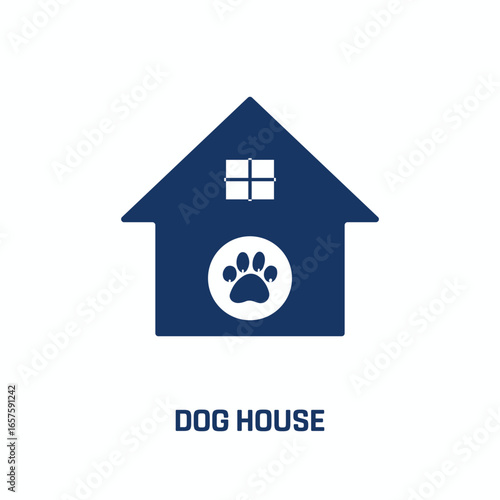 Hand-drawn icon of a Dog House with a table on a white background