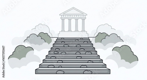 Heavenly stairs to temple vector illustration concept for religious journey and spiritual ascent design 1