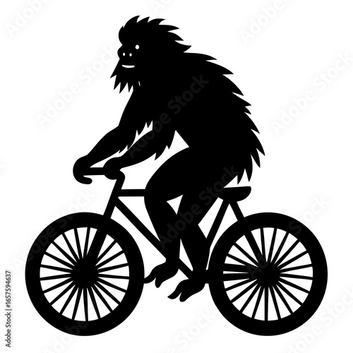 Bigfoot riding a bicycle silhouette