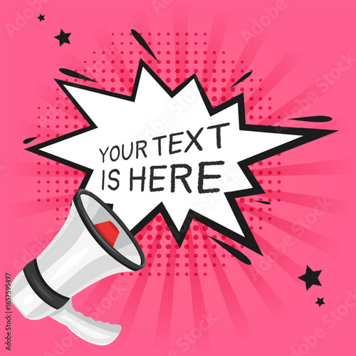 Shouting Out Loud Comic Style Megaphone Announcement