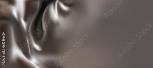 Liquid chrome metal vector background. Silver foil abstract banner template. Realistic silky texture