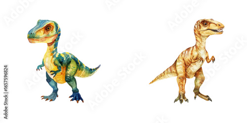 velociraptor watercolor vector illustration