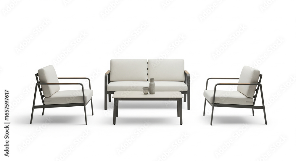 Fototapeta premium Modern Outdoor Patio Furniture Set Isolated on transparent background