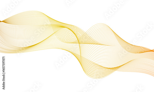 Wavy golden lines flowing dynamic background. Modern composition abstract background