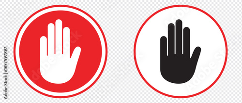 stop work authority icon, Red Stop Traffic Sign Icon in Flat Design .Background,Traffic Regulatory Warning Stop Symbol Illustration, Stop Vehicle Before Passing, UK Road Work sign.