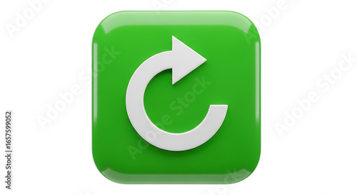 Green Refresh Icon with Circular Arrow Symbol for Website or App Design