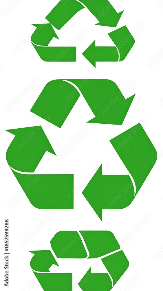 Obraz premium Three variations of a green recycling symbol