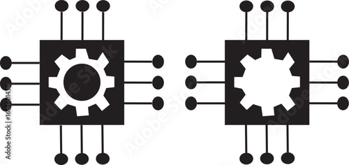 Abstract black art icon.inside and connectionsof a central processing unit