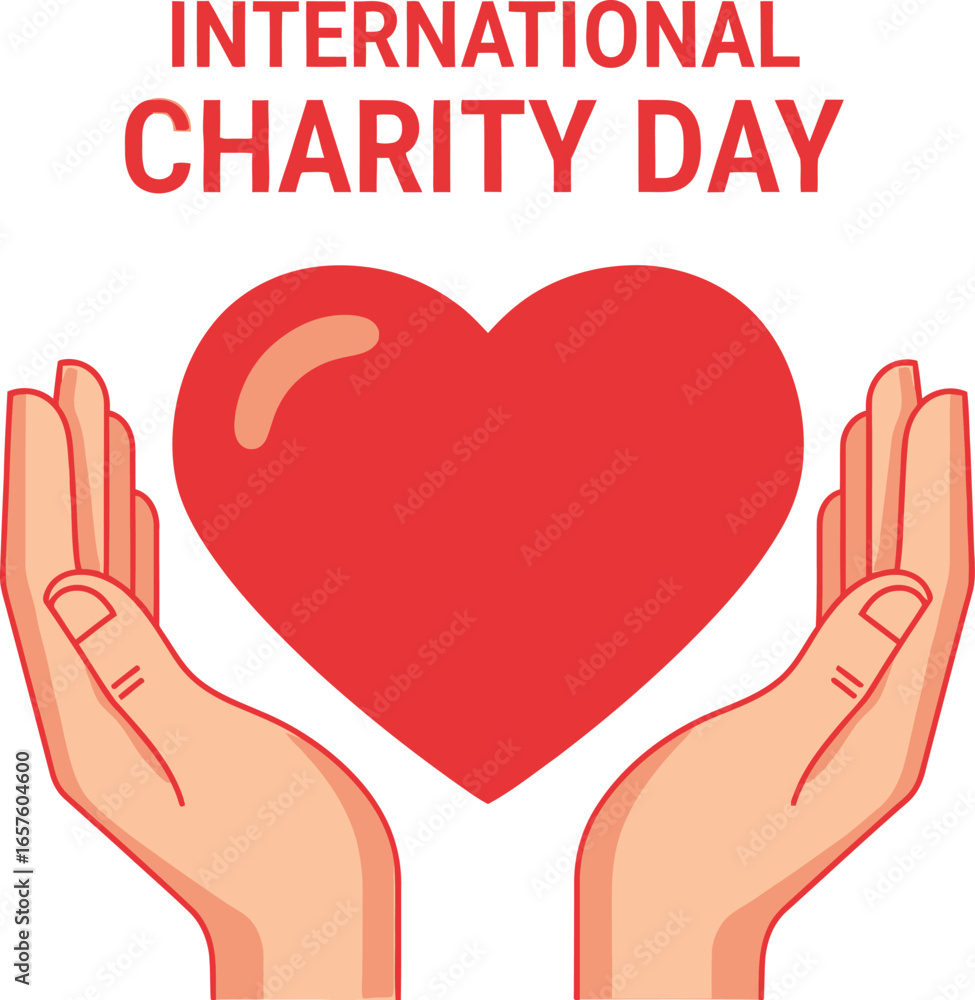 Fototapeta premium International charity day illustration with heart in hands
