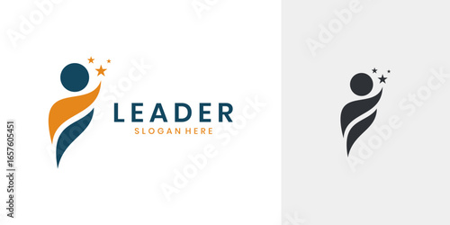 Abstract leader logo design with human and star symbol