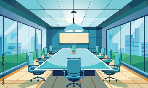 Modern Office Conference Room Vector Design