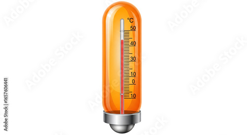 Thermometer Showing High Temperature Celsius Scale Isolated Vector Illustration for Weather Forecasts