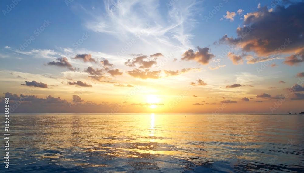 Obraz premium Serene Ocean Sunset Landscape.