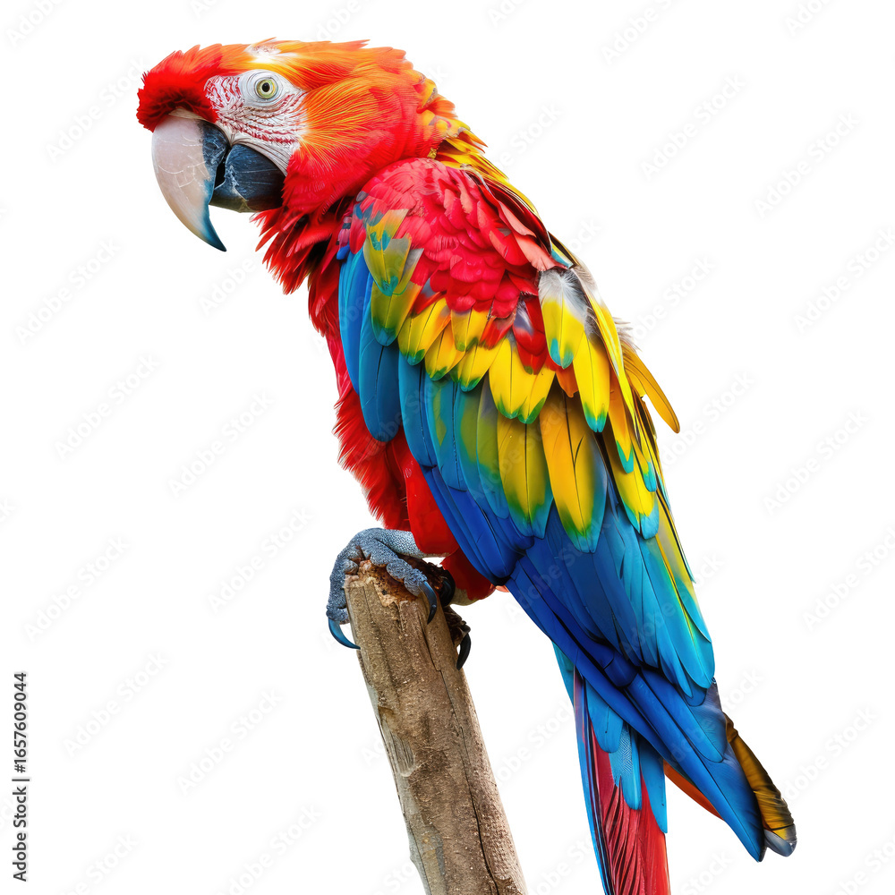 Obraz premium Vibrant scarlet macaw perched on a branch