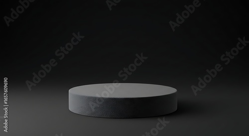 Minimalist Dark Gray Podium on Black Background, Modern Product Display Mockup