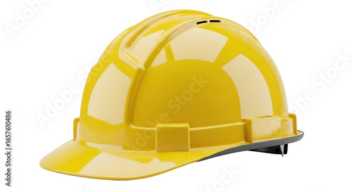 Yellow Hard Hat Safety Helmet Isolated on Black Background Construction Worker Protection PPE