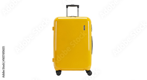 Yellow Rolling Suitcase Travel Bag Isolated on White Background for Vacation and Business Trips