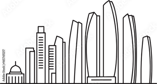 skyline of Abu Dhabi with Etihad Towers