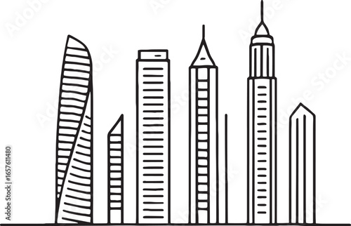 skyline of Dubai Marina skyscrapers