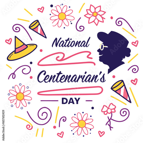 NATIONAL CENTENARIAN'S DAY vector illustration