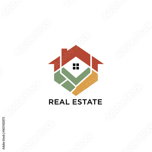 Modern building silhouette app icon for professional real estate.