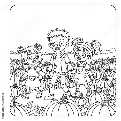 Zombie Cute and Cozy Halloween Coloring Book 