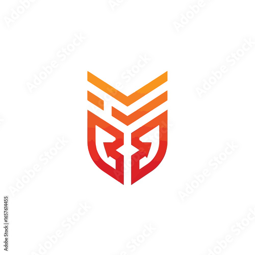 Abstract geometric debt consolidation app icon in warm orange and red colors.