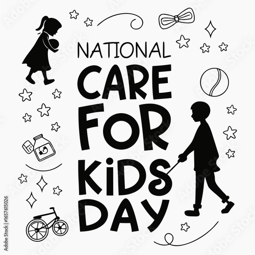 NATIONAL CARE FOR KIDS DAY vector illustration