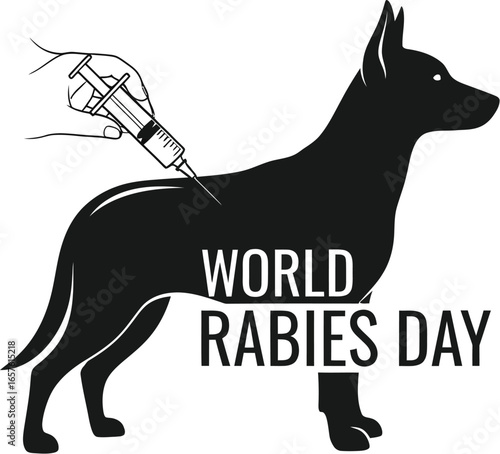 A silhouette of dog getting vaccinated world rabies day
