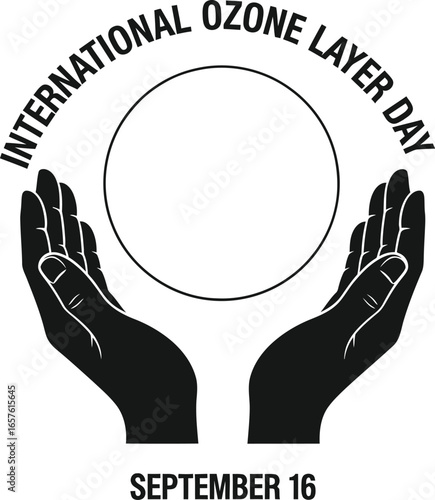 International ozone layer day illustration with hands holding the earth