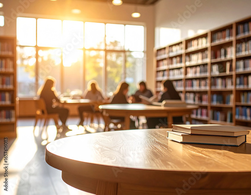 Inclusive Study Group Bathed in Golden Afternoon Light at the University Library.