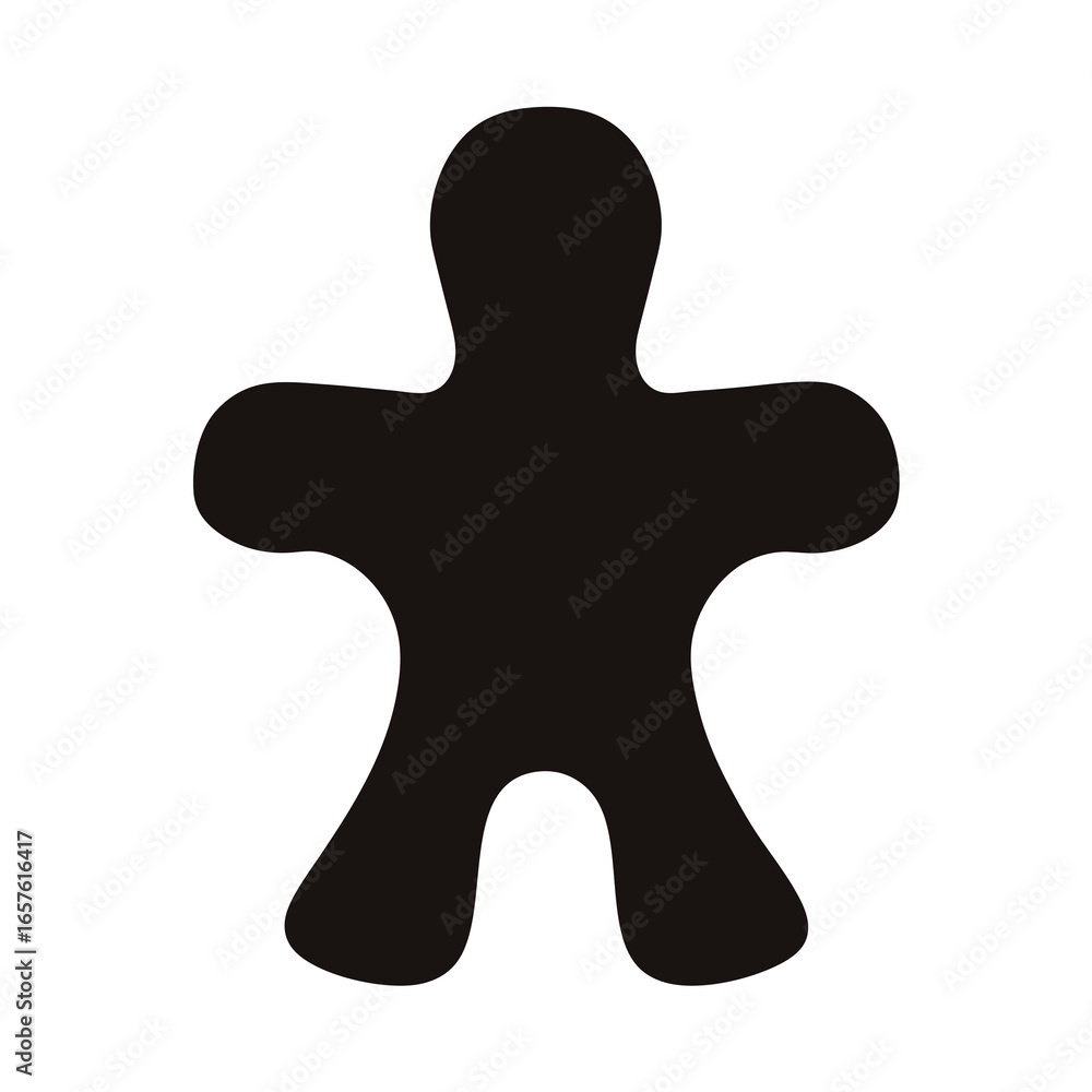 Obraz premium Silhouette of gingerbread man cookie icon- Black silhouette of a gingerbread man cookie icon, symbolizing holiday treats, Christmas baking, festive desserts, and sweet pastries