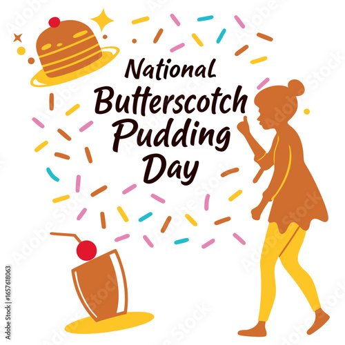 NATIONAL BUTTERSCOTCH PUDDING DAY vector illustration