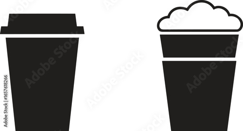 Coffee cup and mug silhouette icons, espresso, tea, takeout drinks, moka pot vector set, perfect for café, branding, menu design