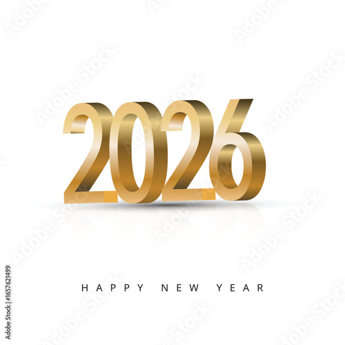 2026 Happy new year celebration greeting card, sparkler font and firework isolated background