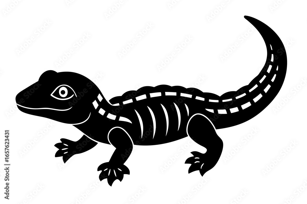 Naklejka premium A detailed vector illustration of a small, green lizard with a long tail on a white background