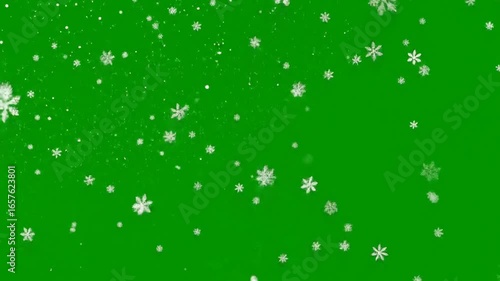 Falling snow animation over vibrant green