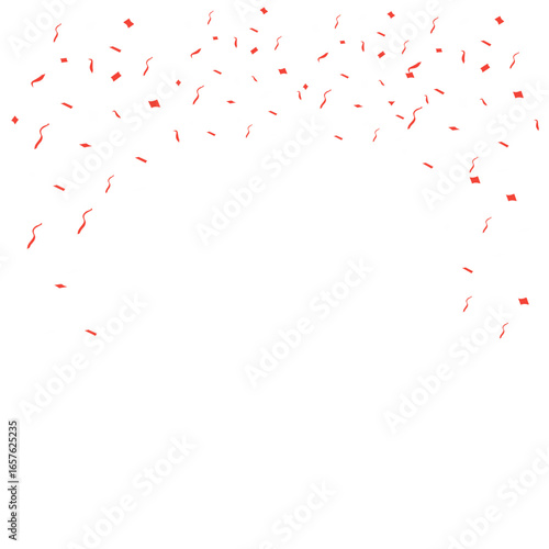 Scattered Red Paper Confetti: Minimalist Celebration on White.