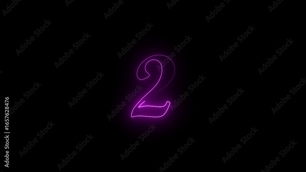 Abstract beautiful neon countdown 2 number. Dark background. Abstract beautiful neon countdown 2 number. Dark background.