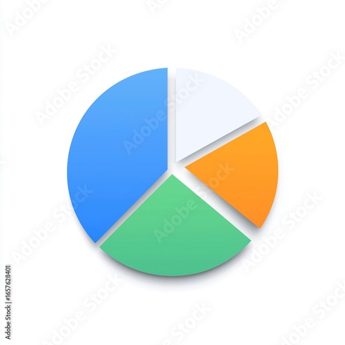 Colorful 3D Pie Chart Icon for Data Analysis, Report Display, Business Statistics Scenarios