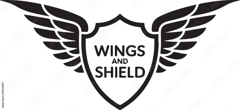 Obraz premium Guardian Wings Shield Emblems – Vector Winged Badge LogosWinged Shield Crest Emblems – Security & Protection Logo SetGuardian Wing Badge Icons – Shield & Wings Vector Collection