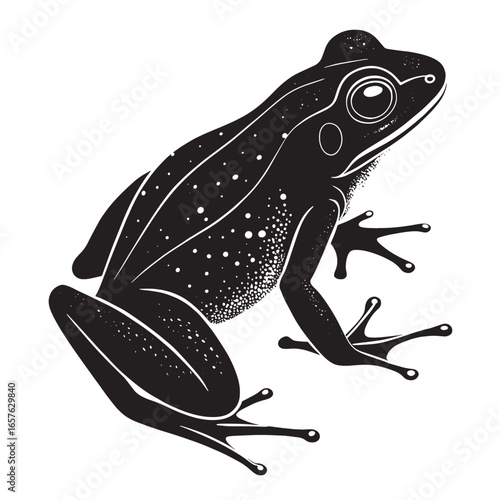 black poison dart frog Silhouette Vector, High Quality Illustration on White Background