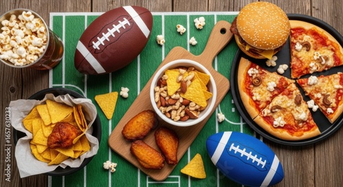 Game Day Food Spread with American Football Theme
